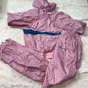 Vintage 70s Pink Adidas Windbreaker Tracksuit – Size S Rare Set